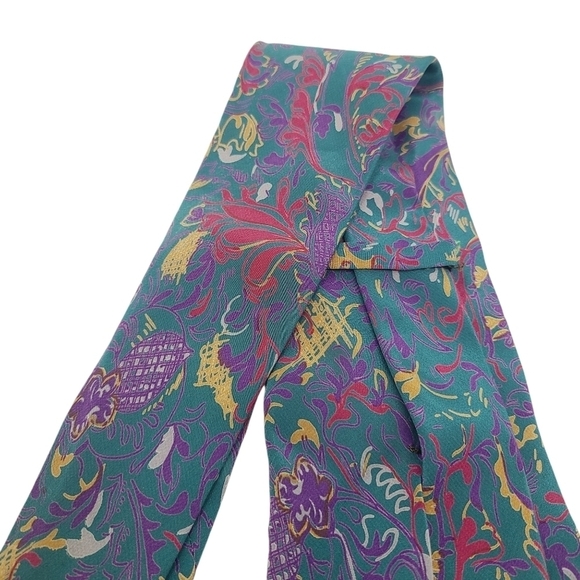 Milano | Men's Vintage Multicolored Floral Printed Silk Tie (One Size) - Picture 11 of 12